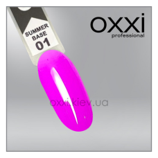Камуфлююча кольорова база для гель-лаку Oxxi Professional Summer Base 1, рожево-лілова, 10мл