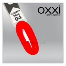 Камуфлююча кольорова база для гель-лаку Oxxi Professional Summer Base 4, яскраво-червона, 15мл