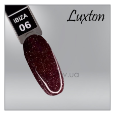 Гель-лак LUXTON Ibiza 6, світловідбивний марсаловий з блискітками та шиммерами, 10мл