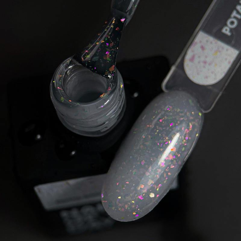NAILSOFTHEDAY Potal base №15 ніжно-молочна з голографічною поталлю, 10 мл
