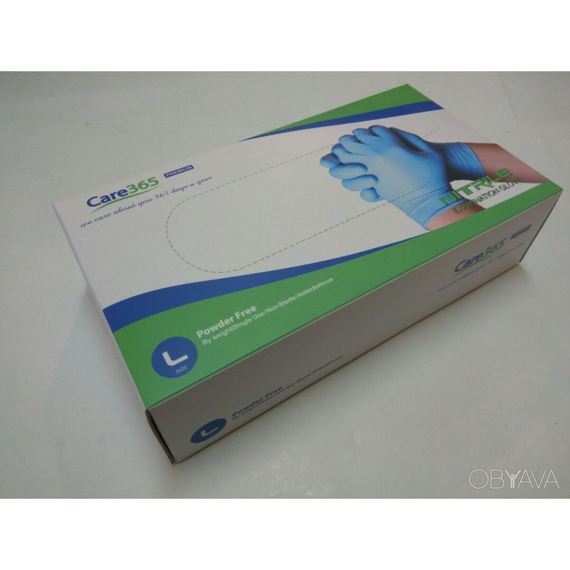 Рукавички нітрилові PREMIUM Блакитні (100 шт./пач.) Care365 РОЗМІР L