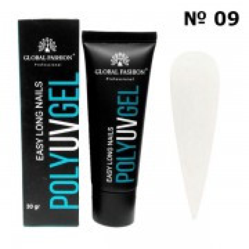 Полігель Global Fashion Poly UVGel 09 (прозорий), 30 мл