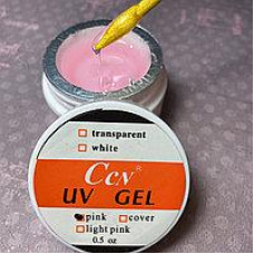 Гель однофазний прозоро-рожевий для нарощування нігтів Ccn UV GEL Pink, 15 мл
