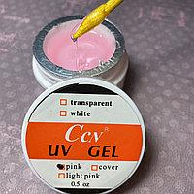 Гель однофазний прозоро-рожевий для нарощування нігтів Ccn UV GEL Pink, 15 мл