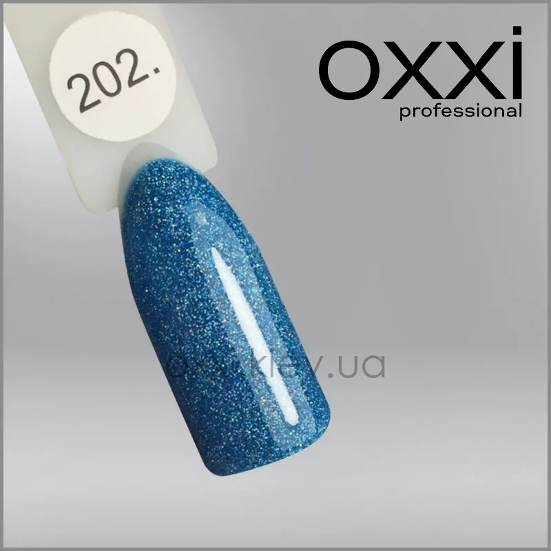 ГЕЛЬ-ЛАК OXXI 202 СИНЕ-БІРЮЗОВИЙ Зі СПРАВЖНИМИ ГОЛОГРАФІЧНИМИ БЛЕСТКАМИ, 10МЛ