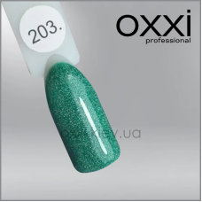 ГЕЛЬ-ЛАК OXXI 203 ЗЕЛЕНИЙ З МІЛКИМИ СПРАВЖНІ ГОЛОГРАФІЧНІ БЛЕСТКАМИ, 10МЛ