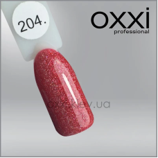 ГЕЛЬ-ЛАК OXXI 204 СВІТЛИЙ КРАСНИЙ З МІЛКИМИ ГОЛОГРАФІЧНІ БЛЕСТКАМИ, 10МЛ