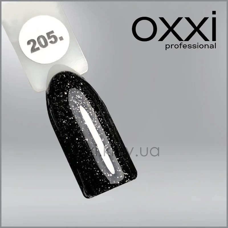 ГЕЛЬ-ЛАК OXXI 205 ЧОРНИЙ СЕРЕБРИСТИМИ БЛЕСТКАМИ, 10МЛ