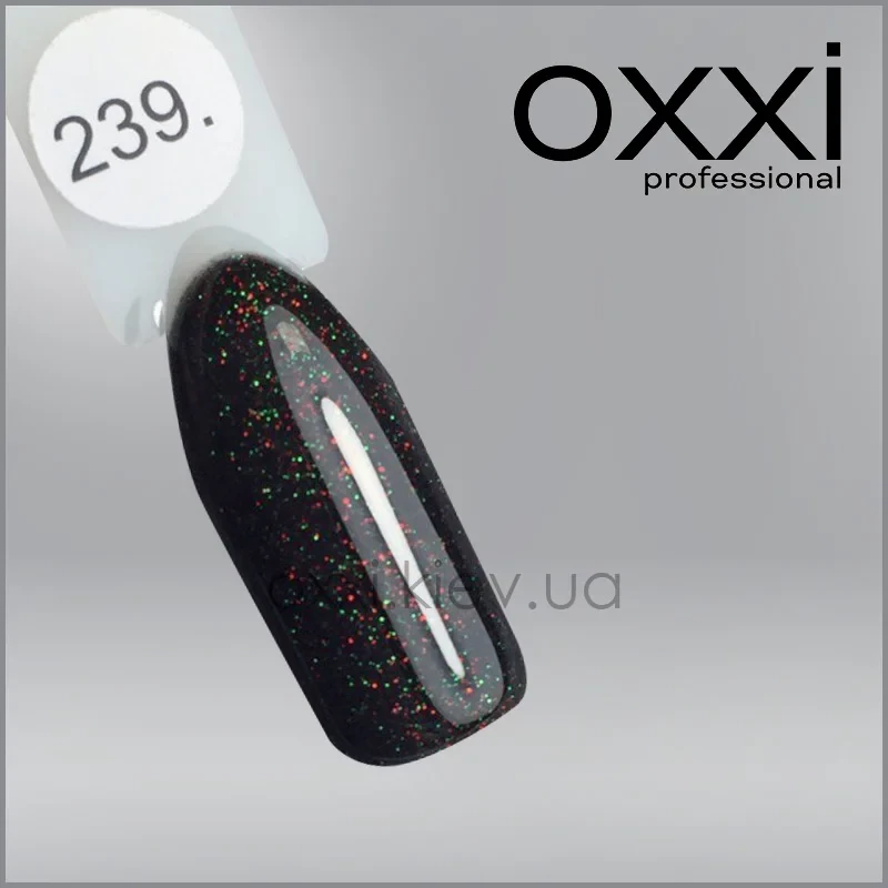 ГЕЛЬ-ЛАК OXXI 239 ЧОРНИЙ З КРАСНИМ І ЗЕЛЕНИМ МІКРОБЛЕСКОМ, 10МЛ
