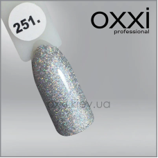 ГЕЛЬ-ЛАК OXXI 251 СЕРЕбриСТИЙ З ГОЛОГРАФІЧНІ БЛЕСТКАМИ, 10МЛ