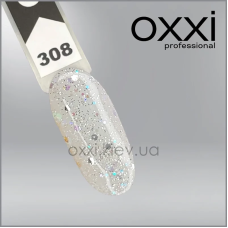 ГЕЛЬ-ЛАК OXXI 308, СЕРЕБРИСТІ І ГОЛОГРАФІЧНІ БЛЕСТКИ І КОНФЕТТІ, 10МЛ